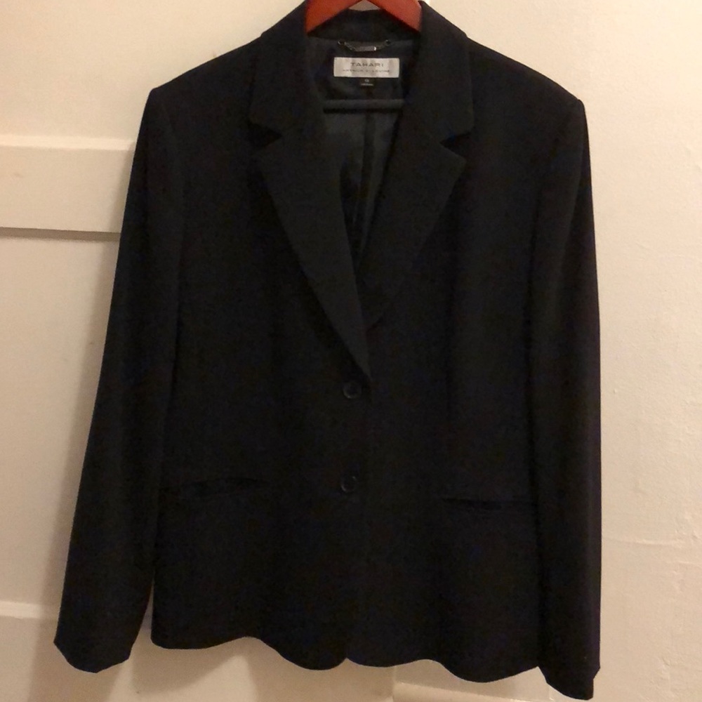 Black Tahari suit used twice